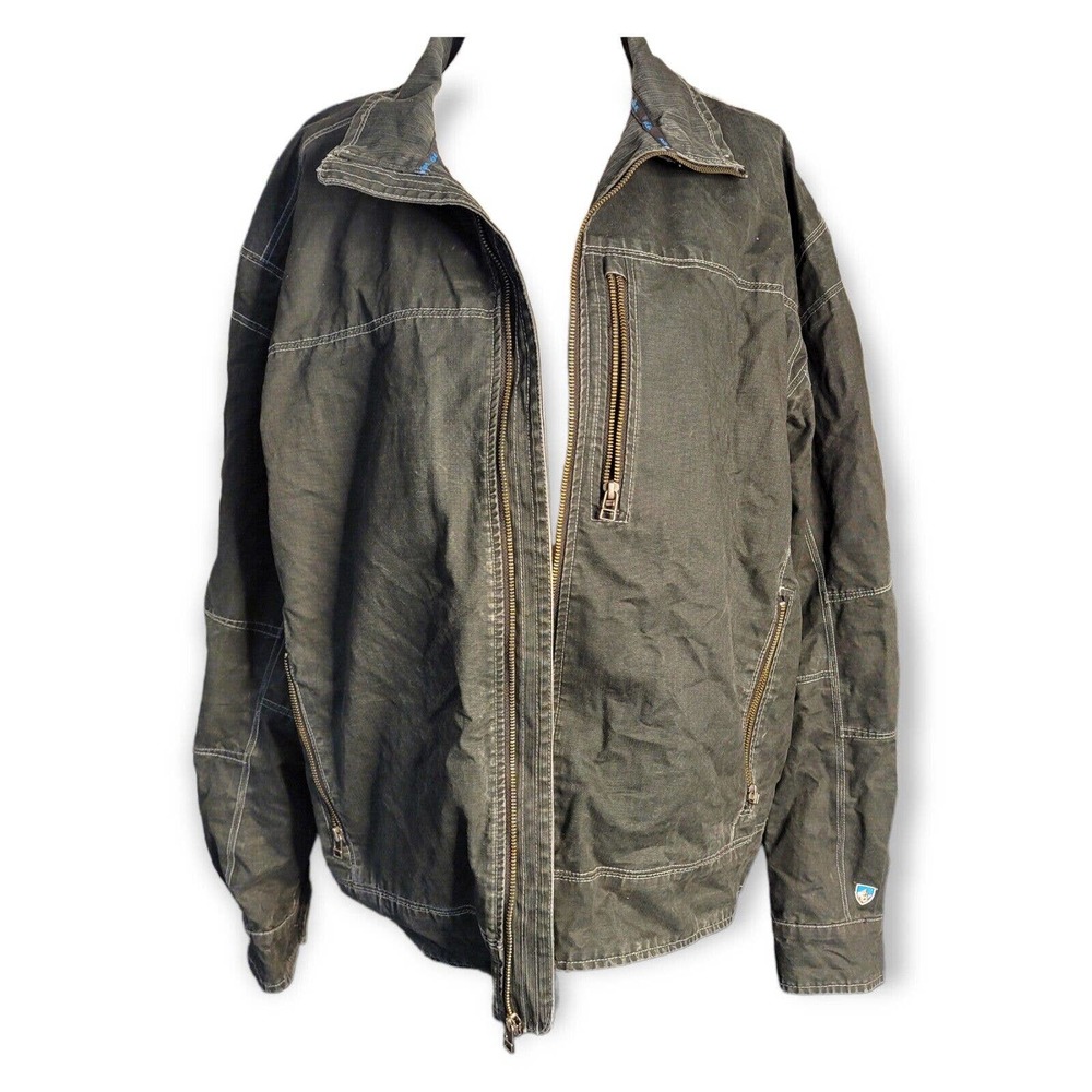 KUHL Jacket Vintage Patina Dye Burr Distressed Canvas Jacket Lined Men Size XXL